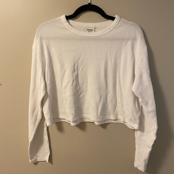 Aritzia Sunday Best Cropped Waffle Knit Size Medium - Picture 1 of 4